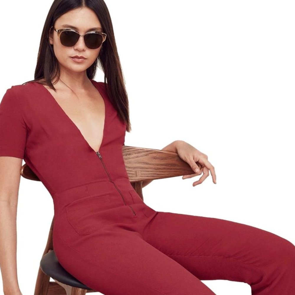 Reformation Red Farah Bodysuit/jumpsuit